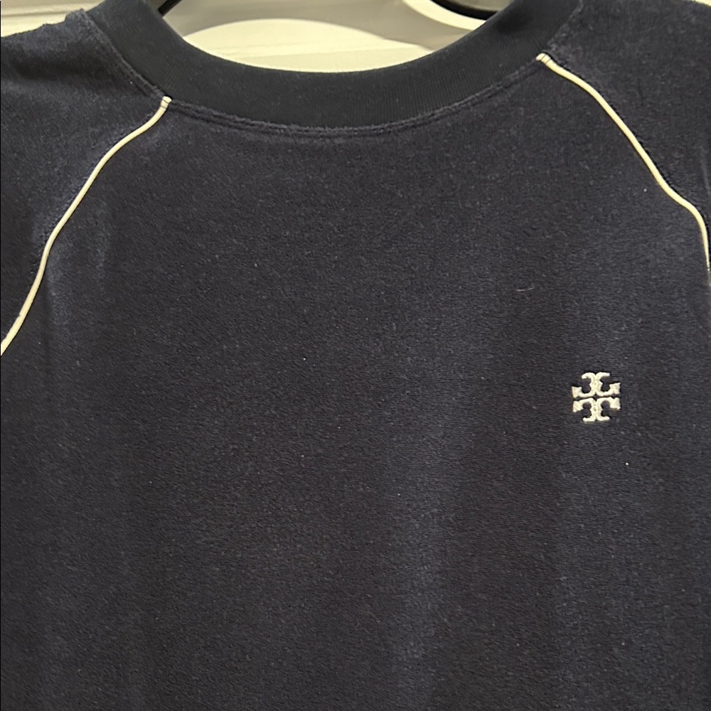 Tory Burch Dark Blue Top with White Emblem